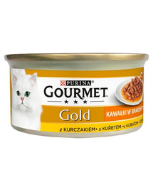 GOURMET Gold Sauce Delights su vištiena, 12 x 85 g drėgnas kačių maistas