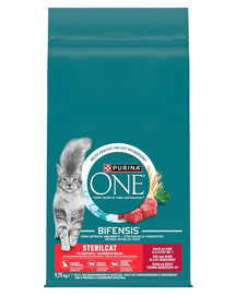 PURINA ONE „Sterilcat“ – su daugybe jautienos ir kviečių, 19,5 kg (9,75 kg) sausas maistas sterilizuotoms katėms