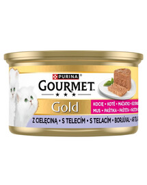 GOURMET Gold Kitten Mus su veršiena 24x85g drėgna maistas kačiukams
