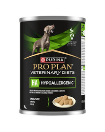 PURINA PRO PLAN Veterinary Diets Canine HA Hypoallergenic 24x400g skirta maisto netolerancijai, šlapias maistas suaugusiems šunims ir šuniukams