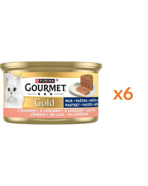 GOURMET Gold su lašiša 6x85 g šlapias maistas katėms