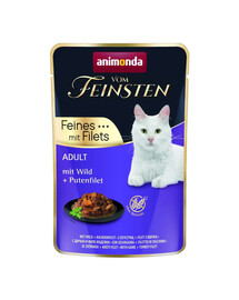ANIMONDA Vom Feinsten Fines mit Filets Adult Dziczyzna i filet z indyka 85g mokra karma dla kotów