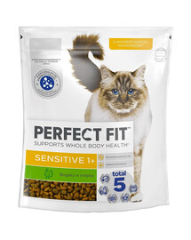 PERFECT FIT Sensitive 1+ 6 x 750 g Sausas visavertis maistas suaugusiems katėms, turintis daug kalakutienos, 4+2 NEMOKAMAI