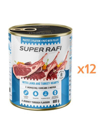 RAFI Super z jagnięciną i sercami z indyka12x800g pasztet dla psów