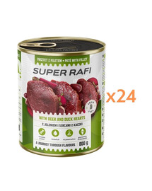 RAFI Super z jeleniem i sercami z kaczki 24x800g pasztet dla psów