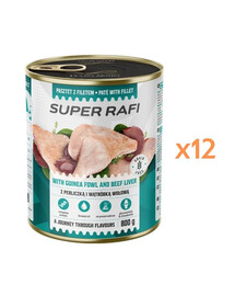 RAFI Super z perliczką i wątróbką wołową 12x800g pasztet dla psów 