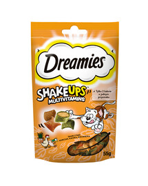 DREAMIES Shake Ups Multivitaminai Traškūs kačių skanėstai Skoniai iš pakuotės 6 x 55 g