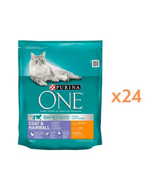 PURINA ONE COAT & HAIRBALL kurczak i pełne ziarna 24x800g