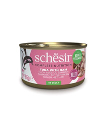 SCHESIR tunas su kumpiu želatinoje katėms, 12 vnt. po 85 g
