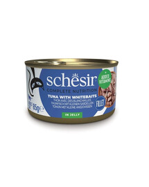 SCHESIR tunas  su šprotėmis želatinoje katėms, 6 x 85 g
