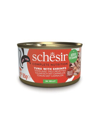 SCHESIR tunas su krevetėmis želatinoje katėms, 6 x 85 g