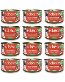 SCHESIR tunas su krevetėmis želatinoje katėms, 12 x 85 g