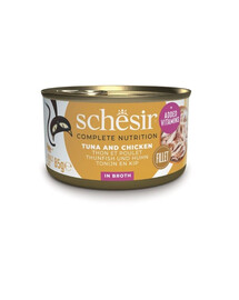 SCHESIR tunas su vištiena ir ryžiais katėms skirtame sultinyje, 12 x 85 g