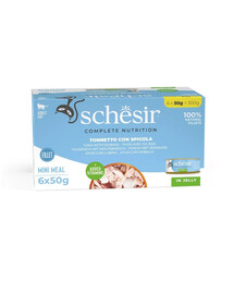 SCHESIR tunas su jūriniu ešeriu želatinoje katėms, 6 x 50 g