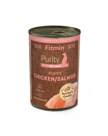FITMIN Purity Puppy Chicken with Salmon 400 g vištiena su lašiša, drėgna maistas šuniukams