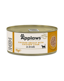 APPLAWS Cat Broth 70g vištiena su kepenėlėmis sultinyje drėgnas maistas katei