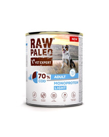 RAW PALEO Monoprotein Light Cod Adult 800g menkė, maistas šunims