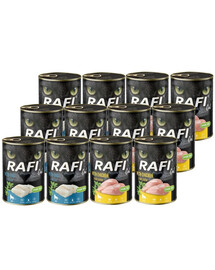 RAFI Cat Adult Mix 12 x 400 g skonių su menke ir vištiena, šlapias maistas katėms