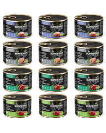 SUPER RAFI Cat Mix 4 skoniai 12 x 185 g šlapias kačių maistas