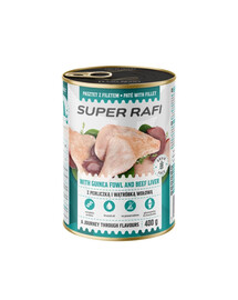 SUPER RAFI su perlinomis ir jautienos kepenimis 400 g šlapias maistas šunims