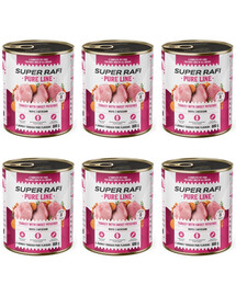 SUPER RAFI Pure Line Kalakutiena su batatais, 6 x 800 g, šlapias šunų maistas
