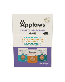 APPLAWS Cat Mix 6 × 70 g – įvairių skonių drėgno ėdalo želėje rinkinys katėms