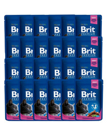 BRIT Premium Adult Mix 48 vnt. po 100 g įvairių skonių: vištiena ir kalakutiena, menkė – maisto maišeliai katėms
