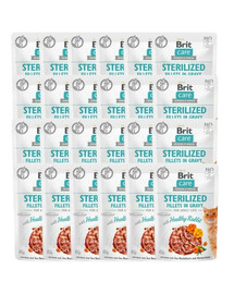 BRIT Care Sterilised Fillets in Gravy Mix 48 x 85 g skonių: triušiena ir antis padaže, skirta kastruotiems katėms