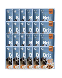 BRIT Premium Cat Fillets in Gravy Mix 48x85 g skonių su kalakutiena ir vištiena – drėgnas kačių maistas