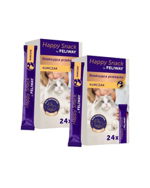 FELIWAY Happy Snack Chicken 48x15 g su vištiena, atpalaiduojanti užkandis visiems katėms