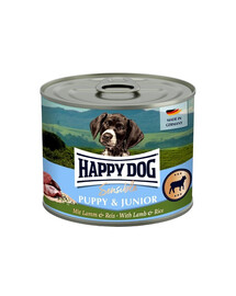 HAPPY DOG Sensible Puppy Junior 200 g ėrienos ir ryžių drėgnasis maistas šuniukams ir jauniems šunims
