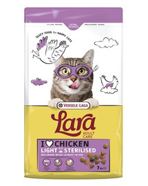 VERSELE-LAGA Lara Adult Light Sterilized 7 kg maistas sterilizuotoms katėms + „Deodo Flower“ 375 g katės tualeto dezodorantas su gėlių aromatu NEMOKAMAI