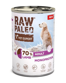 RAW PALEO Monoprotein Lamb Adult 6x400g ėrienos mėsa, šlapias šunų maistas