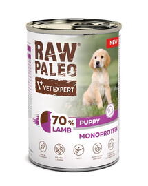 RAW PALEO Monoprotein Lamb Puppy 12x400g ėrienos mėsa, šlapias maistas šuniukams