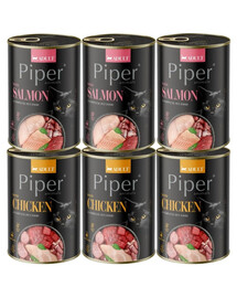 PIPER Animals Mix 6x400 g skonių su lašiša ir vištiena, šlapias kačių maistas