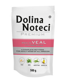 DOLINA NOTECI Premium su veršiena ir žaliaisiais žirneliais šunims 10 × 500 g