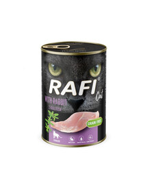 RAFI Cat Adult su triušiena, 12 x 400 g, šlapias maistas sterilizuotoms katėms