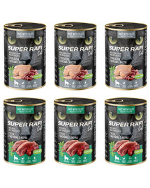 SUPER RAFI Cat Mix 2 skoniai 6x400 g šlapias maistas sterilizuotoms katėms