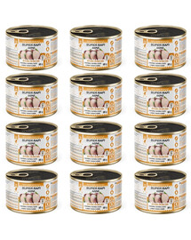 SUPER RAFI Mini su stručiu ir anties kepenimis 12x185g drėgnas maistas mažų veislių šunims