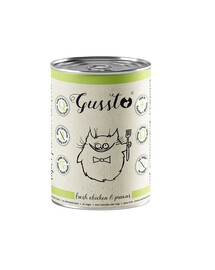 GUSSTO Cat Fresh Chicken Prawns šlapias maistas katėms vištiena su krevetėmis 12x400 g