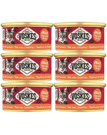 VOSKES Jelly Tuna with Shrimp 6x85 g100% Tunas su krevetėmis želatinoje, papildomas kačių maistas