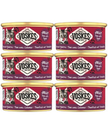 VOSKES Jelly Tuna with Squid 6x85 g 100% Tunas su kalmarais želatinoje, papildomas maistas katėms