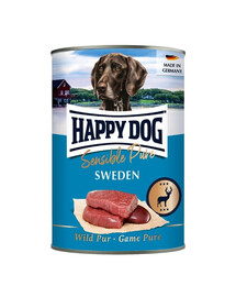 HAPPY DOG Sensible Pure Sweden žvėriena, 12 x 400 g, drėgnas ėdalas šunims