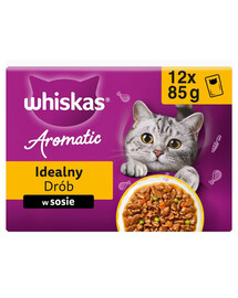 WHISKAS Aromatic Adult Idealny Drób w sosie, 12 x 85 g mokra karma dla dorosłych kota