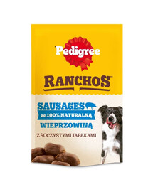 PEDIGREE Ranchos Sausages 100% kiauliena, 7 x 60 g, natūralūs skanėstai šunims