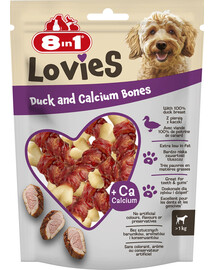 8IN1 Lovies Duck & Calcium Bones 80g przysmak dla psa kostki wapniowe i mięso z kaczki