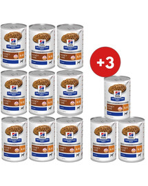 HILL'S Prescription Diet Canine k/d Kidney Care 9x350g karma mokra dla psów wspomagająca pracę nerek + 3 puszki GRATIS!