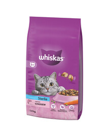 WHISKAS Sterile su lašiša 6 x 1,4 kg sausas kačių maistas po kastracijos