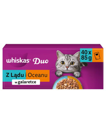 WHISKAS DUO Adult Karma mokra Z Lądu i Oceanu w galaretce, 40 x 85 g mokra karma dla kota