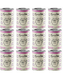 GUSSTO Cat Fresh Goat 12 x 400 g – šlapias maistas katėms su ožkiena